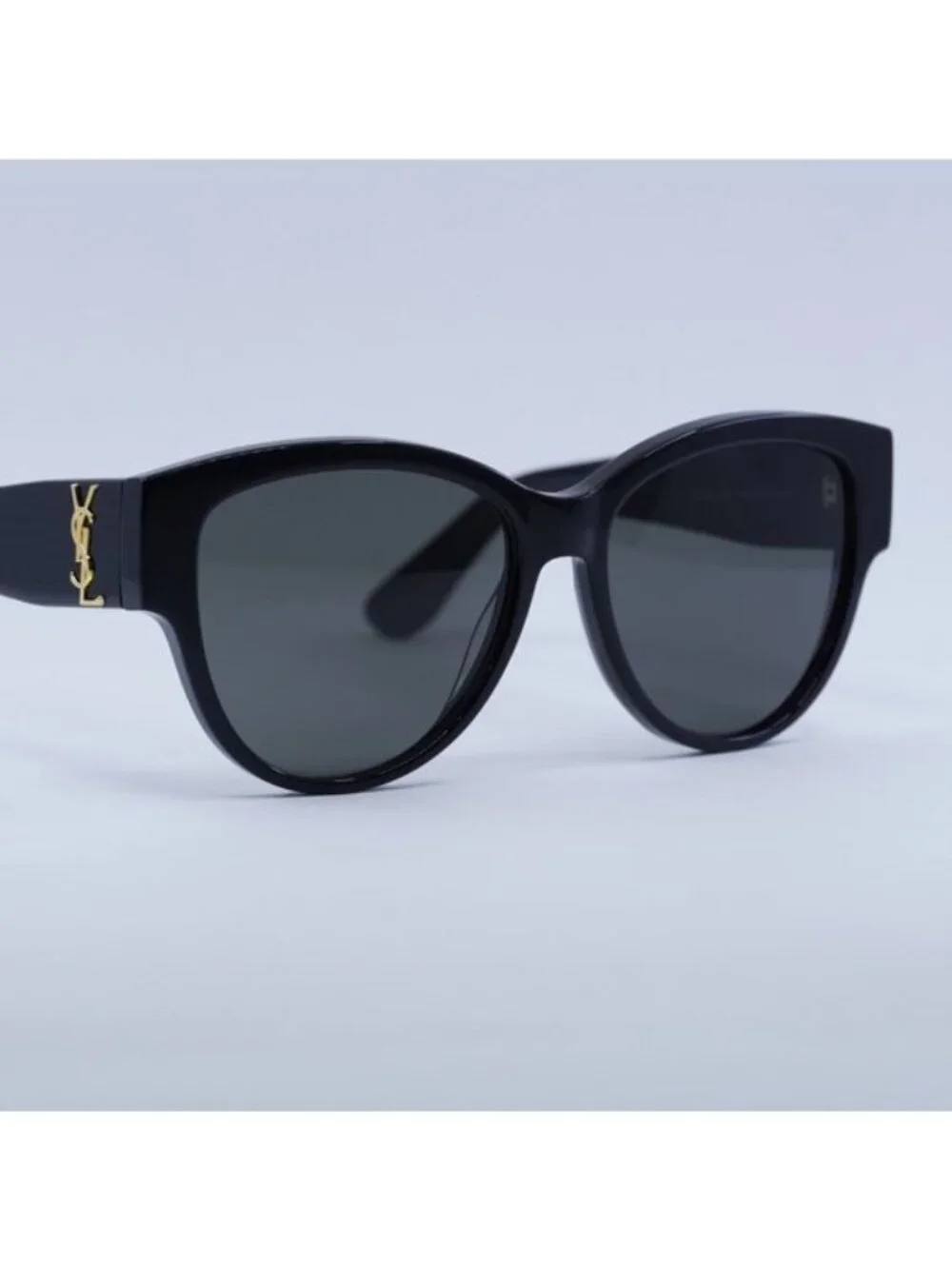 Saint Laurent SLM3 002 Sunglasses Black Cat Eye Frame, Grey Lenses